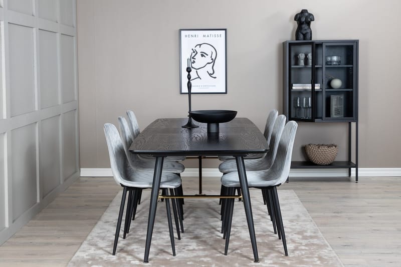 Rektangulär matgrupp Venture Home Grå Svart 6st - Møbler - Borde - Spisebordssæt
