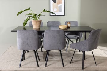 Rektangulär matgrupp Venture Home Grå Svart 6st - Møbler - Borde - Spisebordssæt