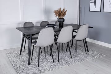Rektangulär matgrupp Venture Home Grå Svart 6st - Møbler - Borde - Spisebordssæt