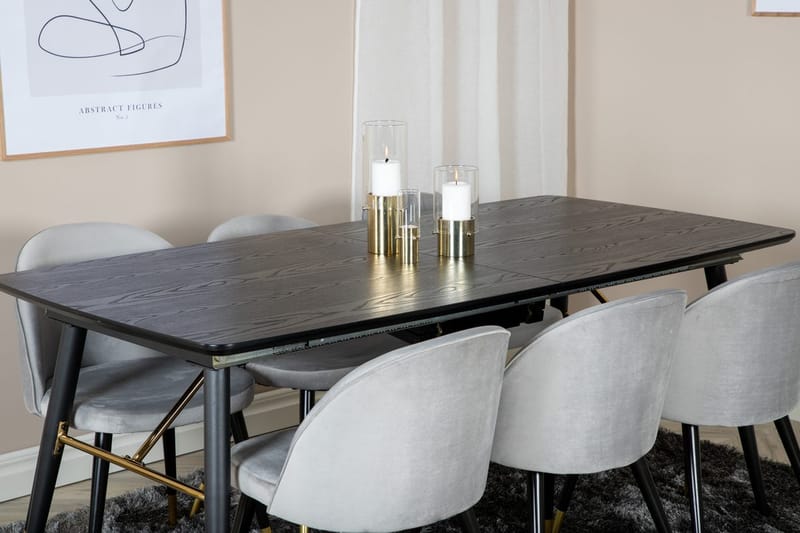 Rektangulär matgrupp Venture Home Grå Svart Mässing - Møbler - Borde - Spisebordssæt