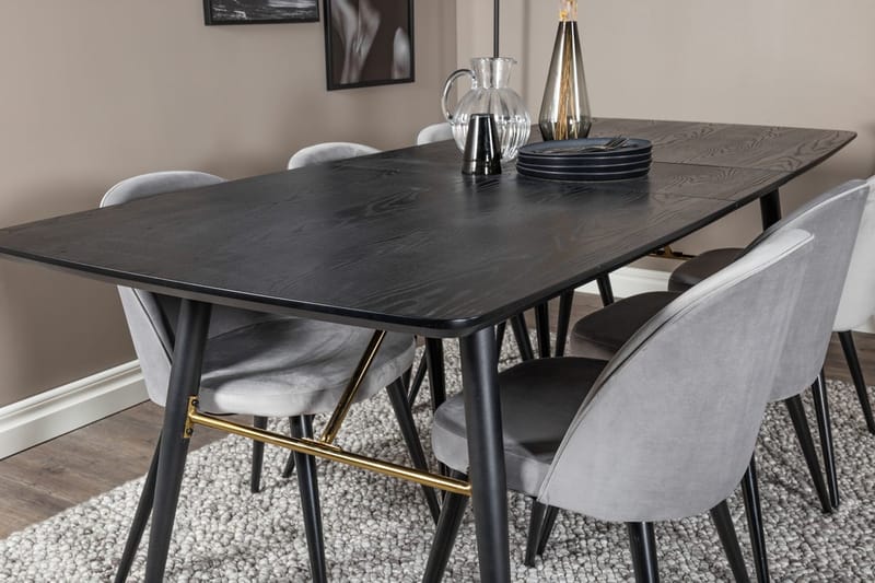 Rektangulär matgrupp Venture Home Grå Svart Svart - Møbler - Borde - Spisebordssæt