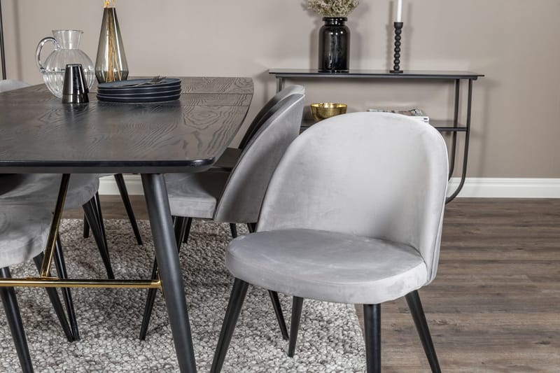 Rektangulär matgrupp Venture Home Grå Svart Svart - Møbler - Borde - Spisebordssæt