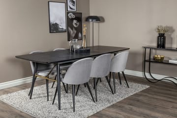 Rektangulär matgrupp Venture Home Grå Svart Svart - Møbler - Borde - Spisebordssæt