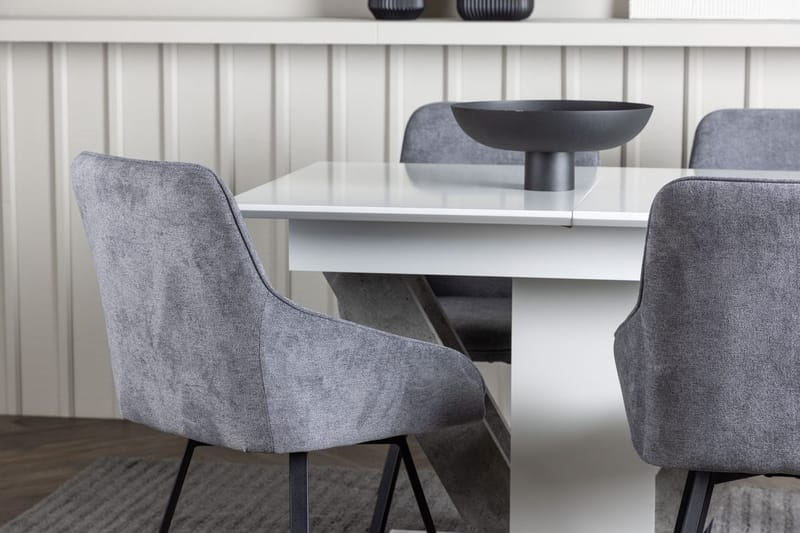 Rektangulär matgrupp Venture Home Grå Vit 4st - Møbler - Borde - Spisebordssæt