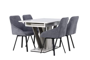 Rektangulär matgrupp Venture Home Grå Vit 4st - Møbler - Borde - Spisebordssæt