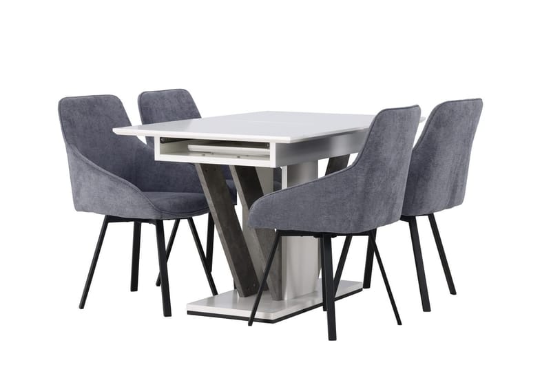 Rektangulär matgrupp Venture Home Grå Vit 4st - Møbler - Borde - Spisebordssæt