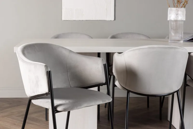 Rektangulär matgrupp Venture Home Grå Vit 6st - Møbler - Borde - Spisebordssæt