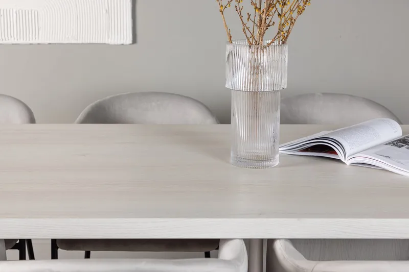 Rektangulär matgrupp Venture Home Grå Vit 6st - Møbler - Borde - Spisebordssæt