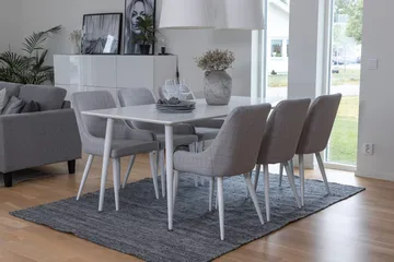 Rektangulär matgrupp Venture Home Grå Vit 6st - Møbler - Borde - Spisebordssæt