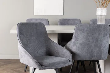 Rektangulär matgrupp Venture Home Grå Vit 6st - Møbler - Borde - Spisebordssæt