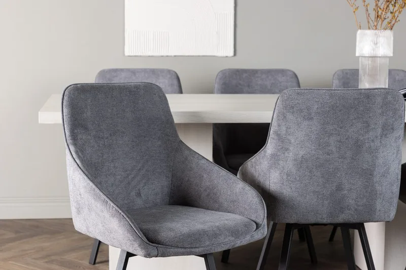 Rektangulär matgrupp Venture Home Grå Vit 6st - Møbler - Borde - Spisebordssæt