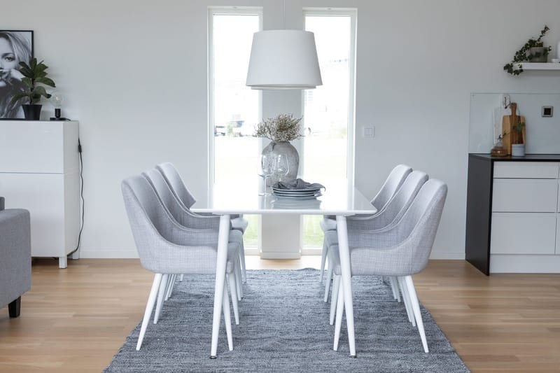Rektangulär matgrupp Venture Home Grå Vit 6st - Møbler - Borde - Spisebordssæt