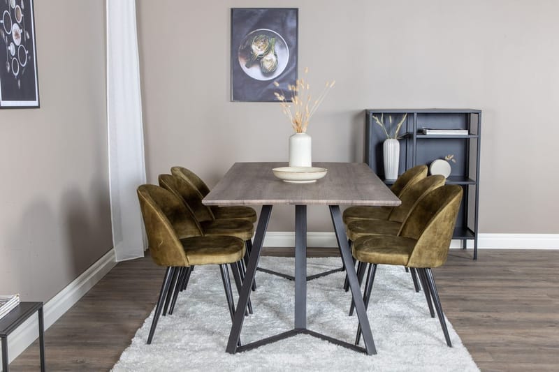 Rektangulär matgrupp Venture Home Grön Natur 6st - Møbler - Borde - Spisebordssæt