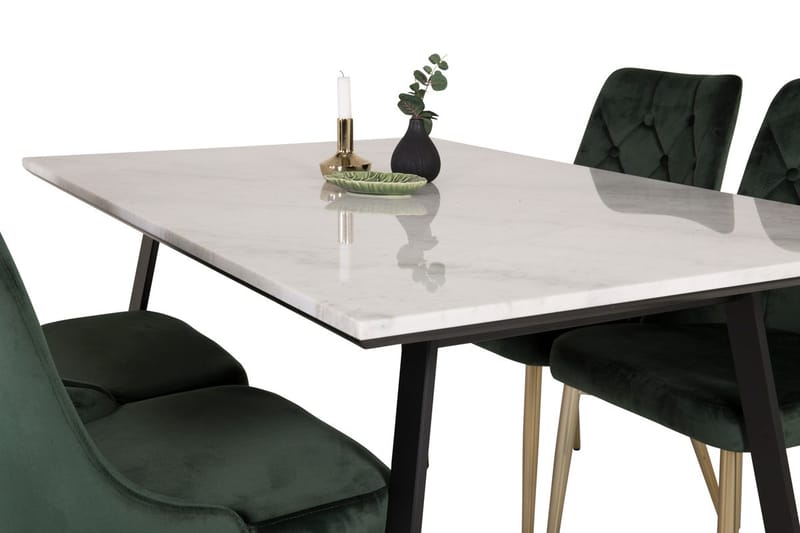 Rektangulär matgrupp Venture Home Grön Svart 4st - Møbler - Borde - Spisebordssæt