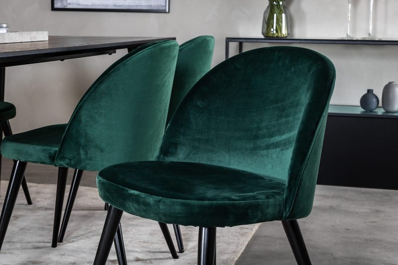 Rektangulär matgrupp Venture Home Grön Svart 6st - Møbler - Borde - Spisebordssæt