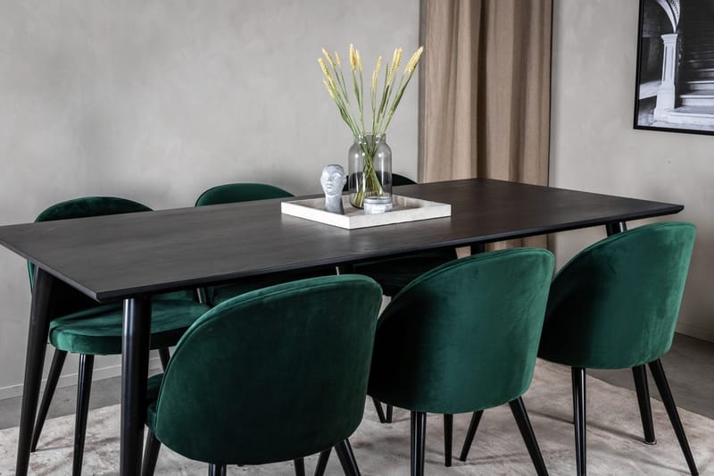 Rektangulär matgrupp Venture Home Grön Svart 6st - Møbler - Borde - Spisebordssæt