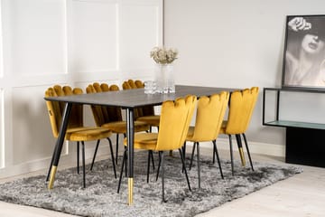 Rektangulär matgrupp Venture Home Gul Svart 6st - Møbler - Borde - Spisebordssæt