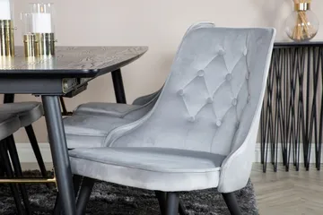 Rektangulär matgrupp Venture Home Ljusgrå Svart 6st - Vaaleanharmaa ja musta - Møbler - Borde - Spisebordssæt