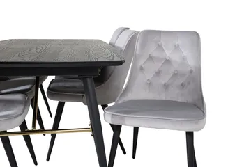 Rektangulär matgrupp Venture Home Ljusgrå Svart 6st - Vaaleanharmaa ja musta - Møbler - Borde - Spisebordssæt
