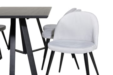 Rektangulär matgrupp Venture Home Ljusgrå Svart 6st - Møbler - Borde - Spisebordssæt