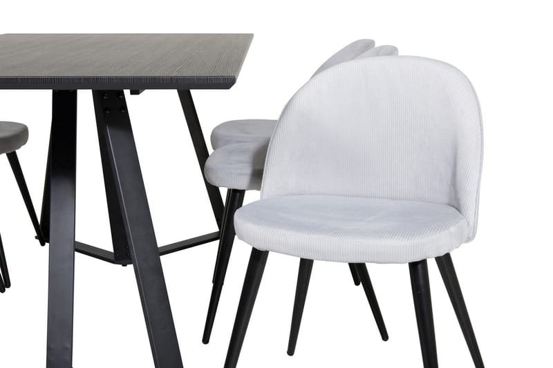 Rektangulär matgrupp Venture Home Ljusgrå Svart 6st - Møbler - Borde - Spisebordssæt