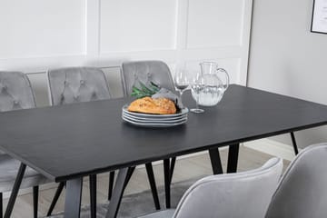 Rektangulär matgrupp Venture Home Ljusgrå Svart 6st - Møbler - Borde - Spisebordssæt