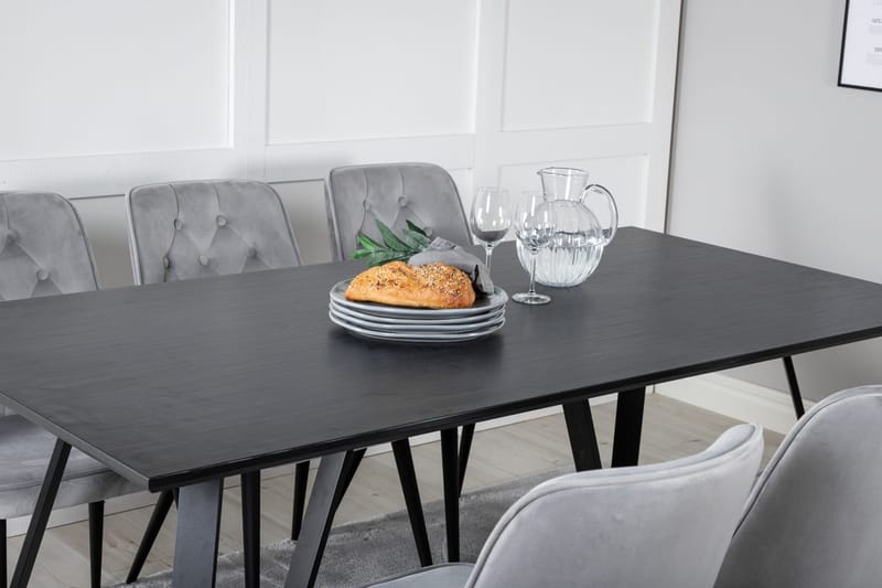 Rektangulär matgrupp Venture Home Ljusgrå Svart 6st - Møbler - Borde - Spisebordssæt