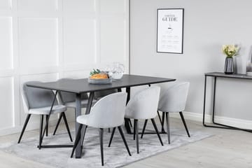 Rektangulär matgrupp Venture Home Ljusgrå Svart 6st - Møbler - Borde - Spisebordssæt