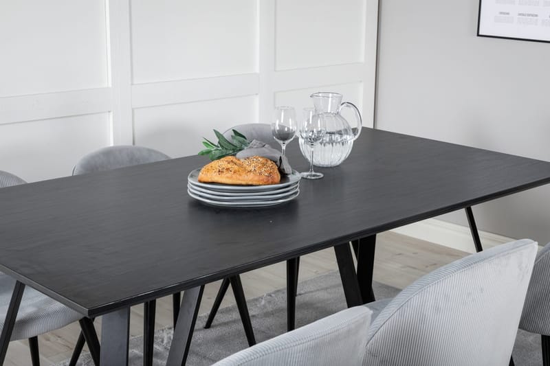 Rektangulär matgrupp Venture Home Ljusgrå Svart 6st - Møbler - Borde - Spisebordssæt