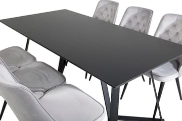 Rektangulär matgrupp Venture Home Ljusgrå Svart 6st - Møbler - Borde - Spisebordssæt