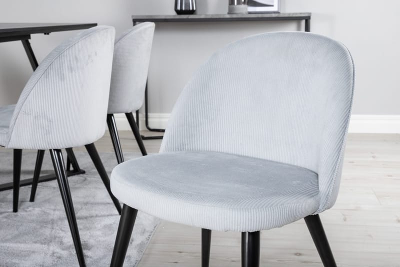 Rektangulär matgrupp Venture Home Ljusgrå Svart 6st - Møbler - Borde - Spisebordssæt
