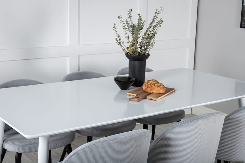 Rektangulär matgrupp Venture Home Ljusgrå Vit 6st - Lysegrå, hvid - Møbler - Borde - Spisebordssæt