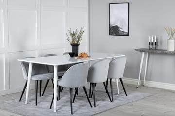 Rektangulär matgrupp Venture Home Ljusgrå Vit 6st - Lysegrå, hvid - Møbler - Borde - Spisebordssæt