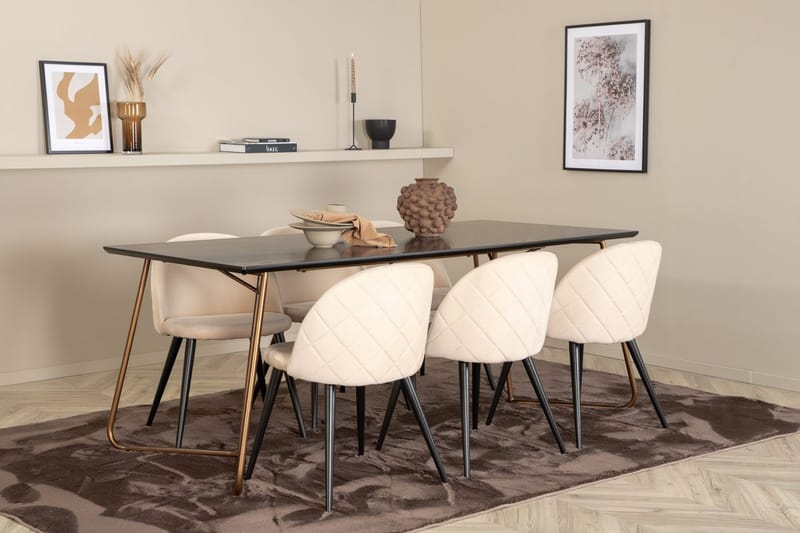 Rektangulär matgrupp Venture Home Mässing - Møbler - Borde - Spisebordssæt
