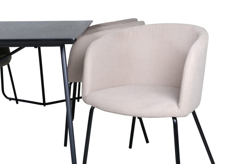 Rektangulär matgrupp Venture Home Mörkbeige Svart 6st - Møbler - Borde - Spisebordssæt