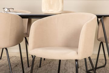 Rektangulär matgrupp Venture Home Mörkbeige Svart 6st - Møbler - Borde - Spisebordssæt