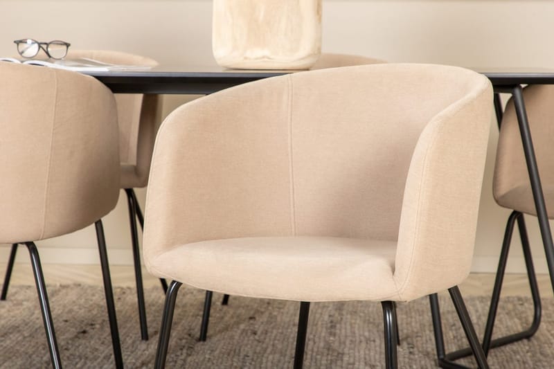 Rektangulär matgrupp Venture Home Mörkbeige Svart 6st - Møbler - Borde - Spisebordssæt
