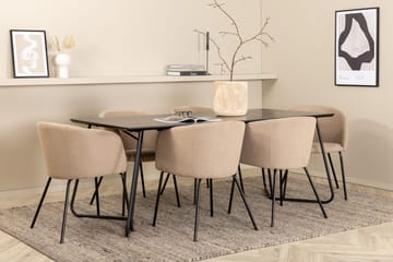 Rektangulär matgrupp Venture Home Mörkbeige Svart 6st - Møbler - Borde - Spisebordssæt