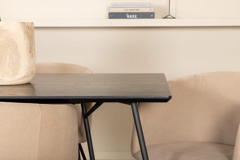 Rektangulär matgrupp Venture Home Mörkbeige Svart 6st - Møbler - Borde - Spisebordssæt