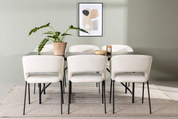 Rektangulär matgrupp Venture Home Offwhite Svart 6st - Møbler - Borde - Spisebordssæt