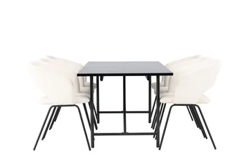 Rektangulär matgrupp Venture Home Offwhite Svart 6st - Møbler - Borde - Spisebordssæt