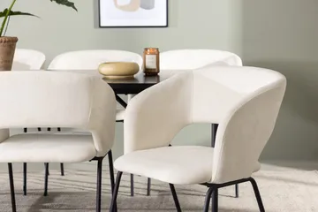 Rektangulär matgrupp Venture Home Offwhite Svart 6st - Møbler - Borde - Spisebordssæt
