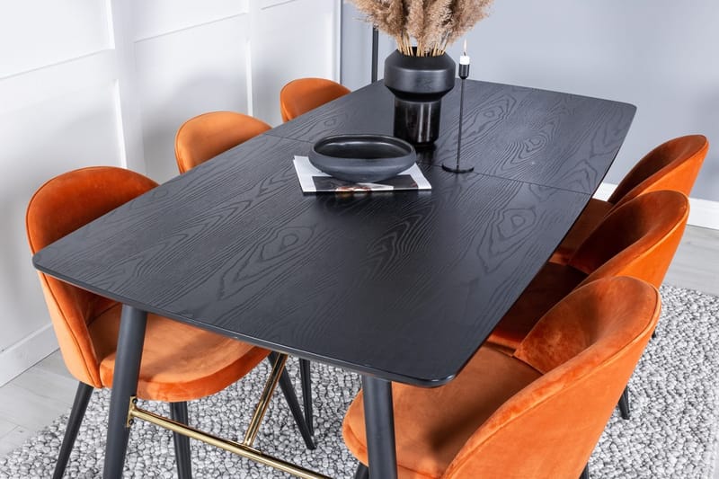 Rektangulär matgrupp Venture Home Rostig Orange Svart 6st - Møbler - Borde - Spisebordssæt