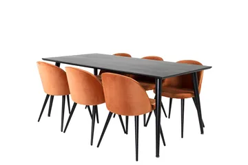 Rektangulär matgrupp Venture Home Rostig Orange Svart 6st - Møbler - Borde - Spisebordssæt