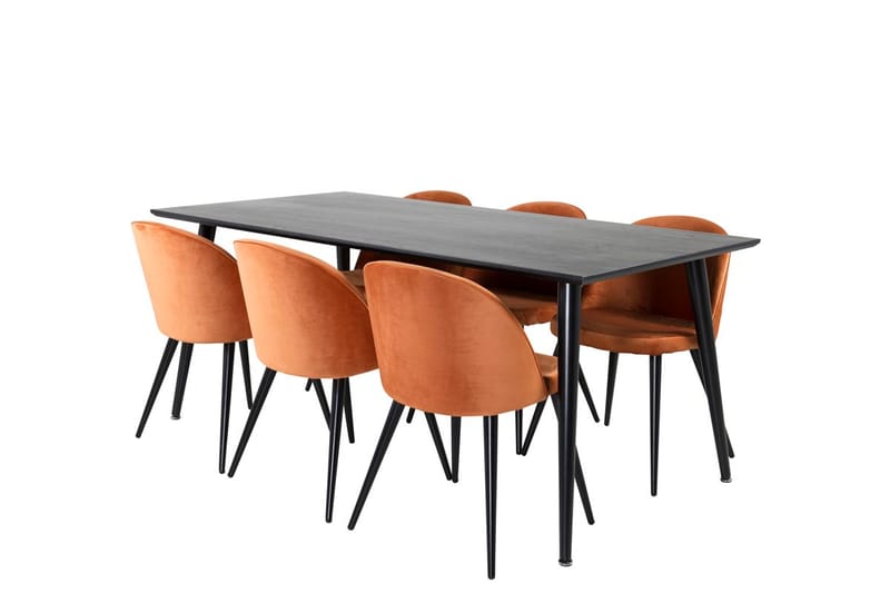 Rektangulär matgrupp Venture Home Rostig Orange Svart 6st - Møbler - Borde - Spisebordssæt