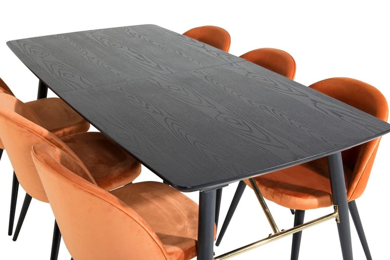 Rektangulär matgrupp Venture Home Rostig Orange Svart 6st - Møbler - Borde - Spisebordssæt