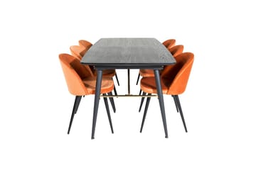 Rektangulär matgrupp Venture Home Rostig Orange Svart 6st - Møbler - Borde - Spisebordssæt