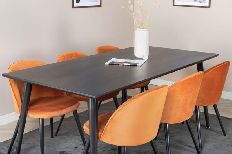 Rektangulär matgrupp Venture Home Rostig Orange Svart 6st - Møbler - Borde - Spisebordssæt