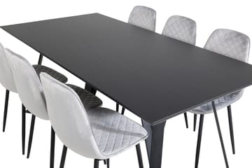 Rektangulär matgrupp Venture Home Svart 6st - Møbler - Borde - Spisebordssæt