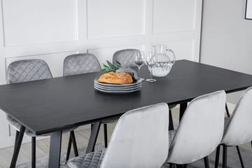 Rektangulär matgrupp Venture Home Svart 6st - Møbler - Borde - Spisebordssæt